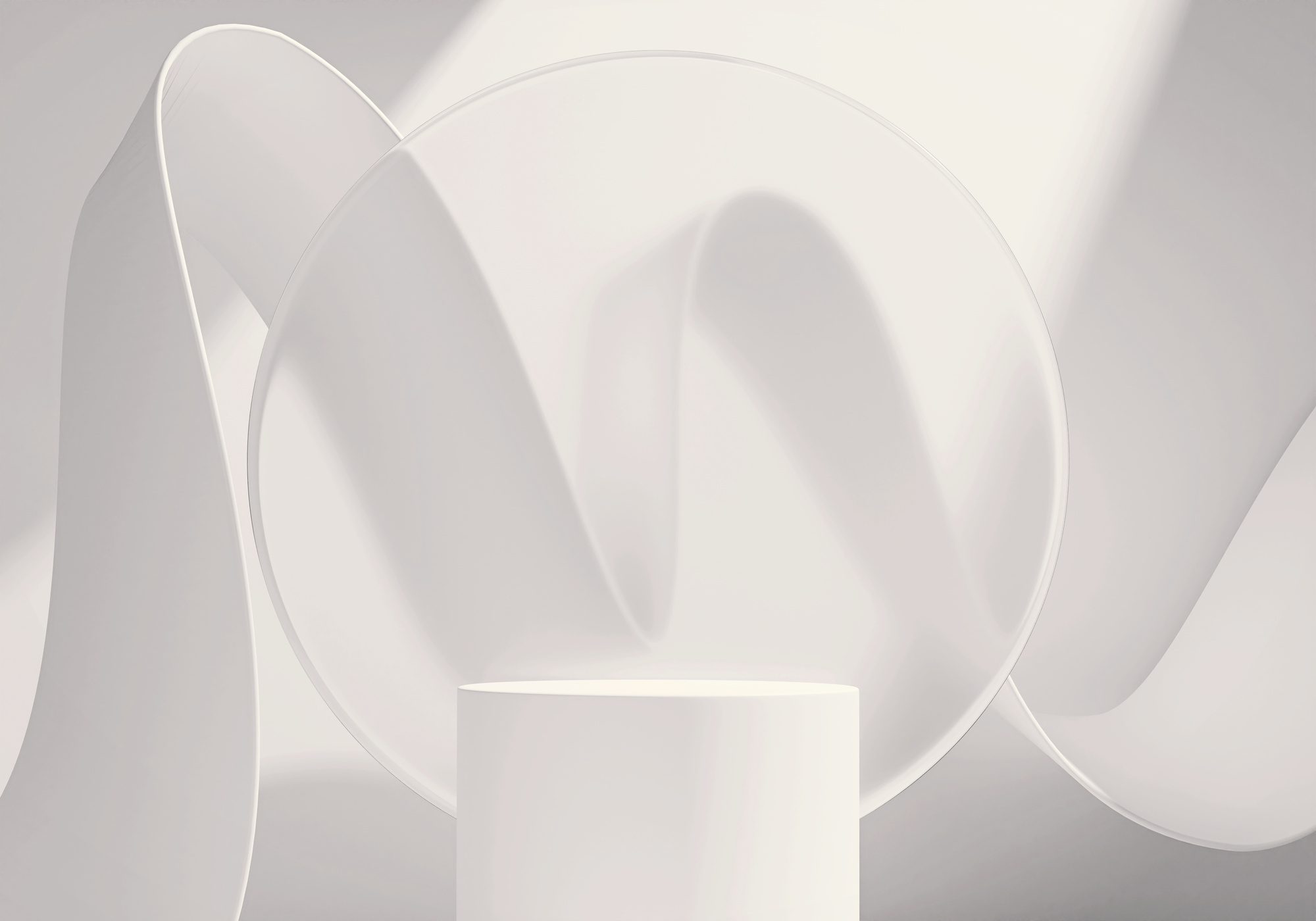 Abstract White Platform Podium Showcase for Product Display 3D Rendering